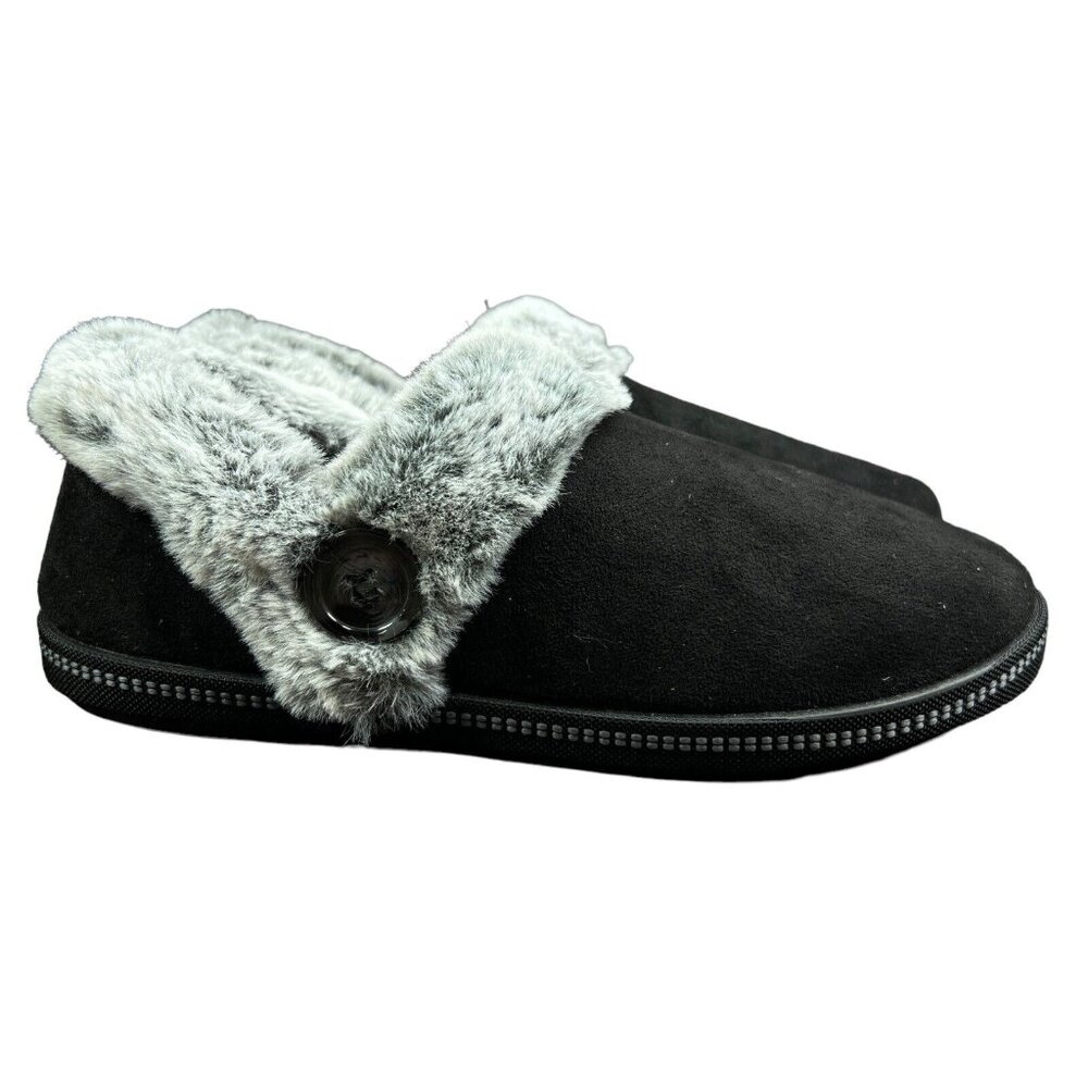 SKECHERS Cozy Campfire Vegan Fresh Toast Black Slippers Women's Size 6